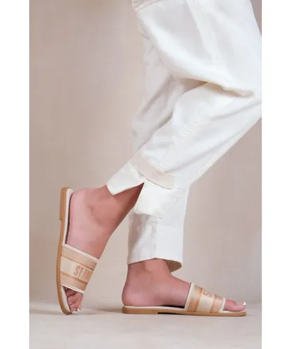 Where's That From Womens 'Candour' Textile Strap Slip On Sandals - Cream