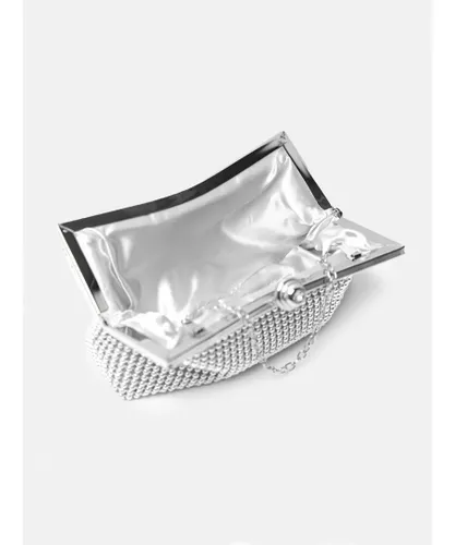 Where's That From Womens Caroline Crystal Embellished Evening Clutch Bag In Silver - One Size