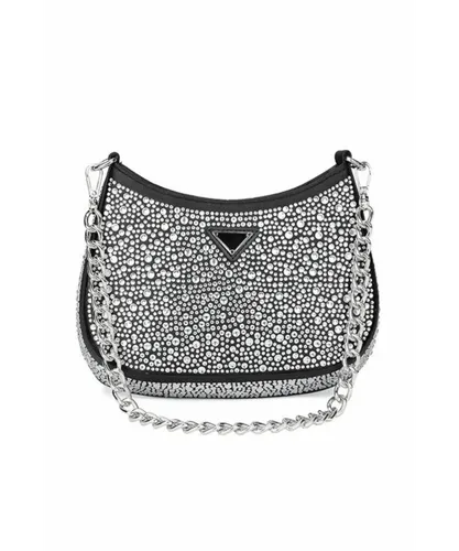 Where's That From Womens 'Cinder' Sparkly Bag With Rhinestones And Chain Detail - Silver - One Size
