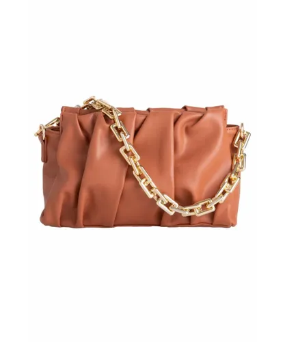 Where's That From Womens 'Cloud' Rouched Handbag With Chain Detail - Brown - One Size