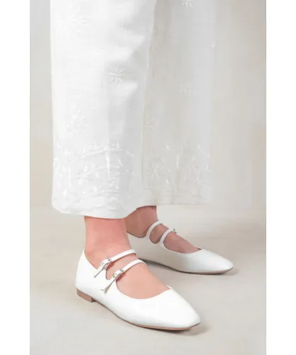 Where's That From Womens 'Detox' Strappy Ballerina Flats - White