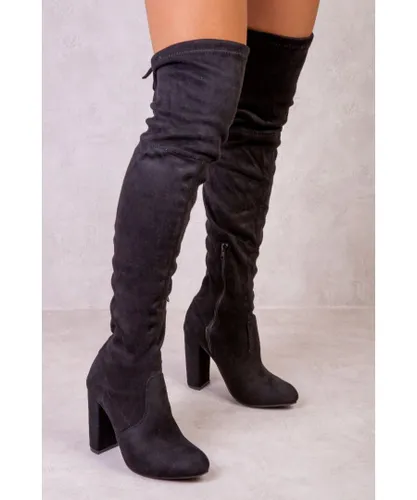 Where's That From Womens Diane High Heel Over The Knee Boot With Lace Up Detail - Black