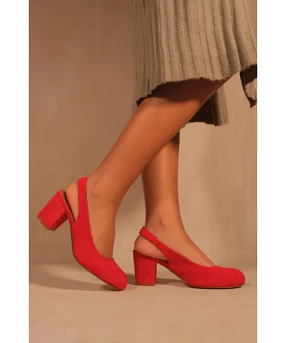Where's That From Womens 'Edith' Block Heel Slingback Shoes - Red