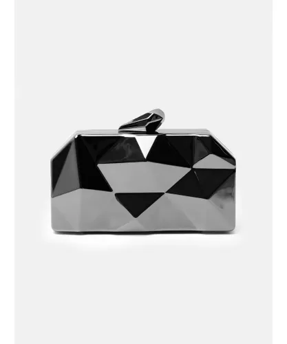 Where's That From Womens Melanie Geometric Pattern Clutch Bag In Black - One Size