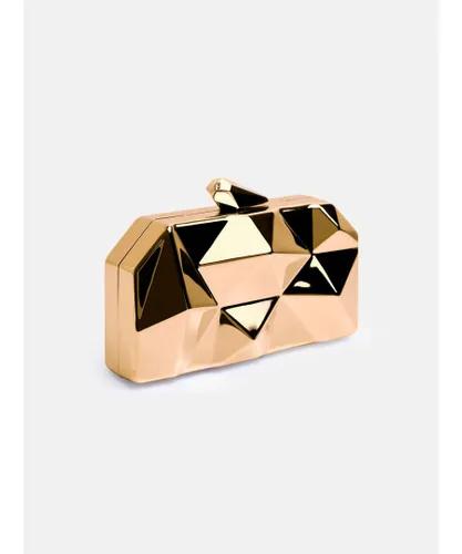 Where's That From Womens Melanie Geometric Pattern Clutch Bag In Gold - One Size