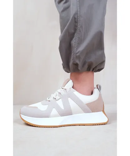 Where's That From Womens 'Momentum' Runner Sneaker Trainers With Suede Detail - White
