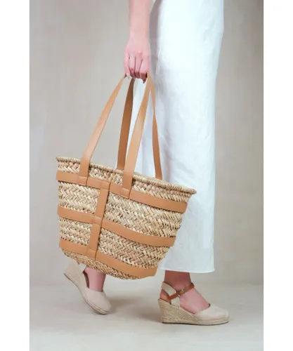 Where's That From Womens 'Ocean' Ratan Beach Bag With Pu Strap Detailing - Tan - One Size