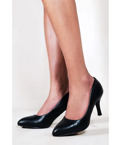 Where's That From Womens 'Paola' Mid High Heel Court Pump Shoes With Pointed Toe - Black