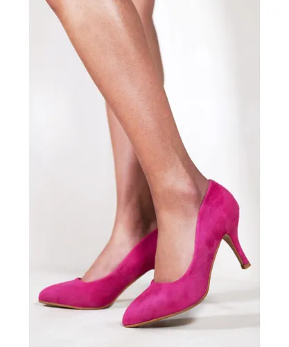 Where's That From Womens 'Paola' Mid High Heel Court Pump Shoes With Pointed Toe - Pink