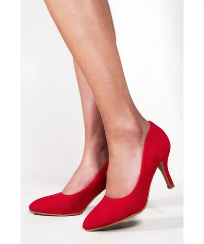 Where's That From Womens 'Paola' Mid High Heel Court Pump Shoes With Pointed Toe - Red