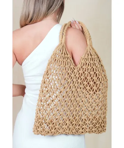 Where's That From Womens 'Sand' Crochet Summer Beach Net Bag - Natural - One Size