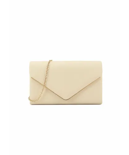 Where's That From Womens 'Sculpt' Clutch With Gleaming Detail - Beige - One Size