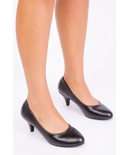 Where's That From Womens 'Shea' Low Heel Court Pump - Black Faux Leather