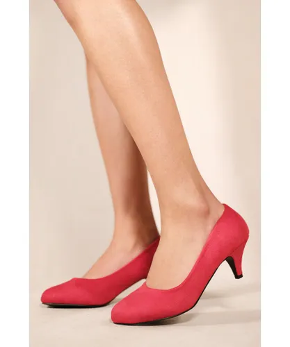 Where's That From Womens 'Shea' Low Heel Court Pump - Red Suede