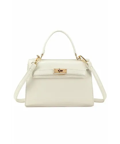 Where's That From Womens 'Storm' Top Handle Bag With Buckle Detail - Cream - One Size