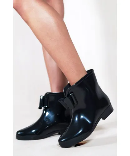 Where's That From Womens Trish Low Heel Ankle Wellies With Black Bow