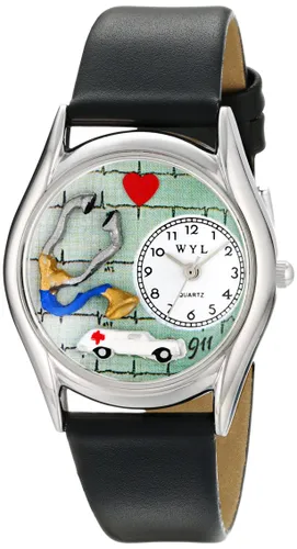 Whimsical Watches EMT Navy Blue Leather and Silvertone
