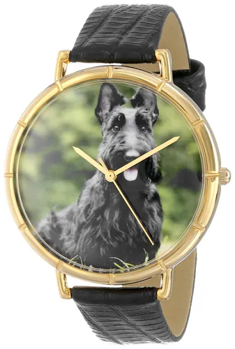 Whimsical Watches Scottie Black Leather and Goldtone Photo