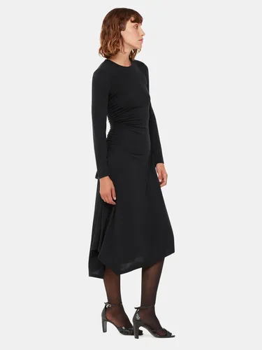 Whistles Asymmetric Jersey Midi Dress, Black - Black - Female