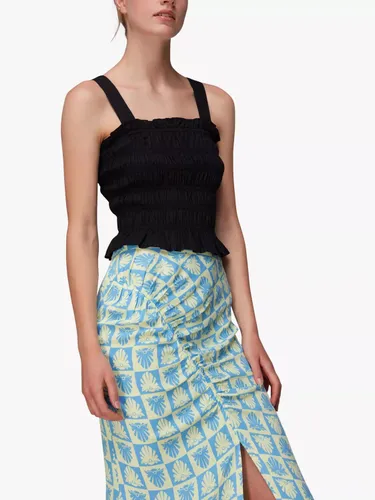 Whistles Checkerboard Shells Midi Skirt, Blue/Multi - Blue/Multi - Female