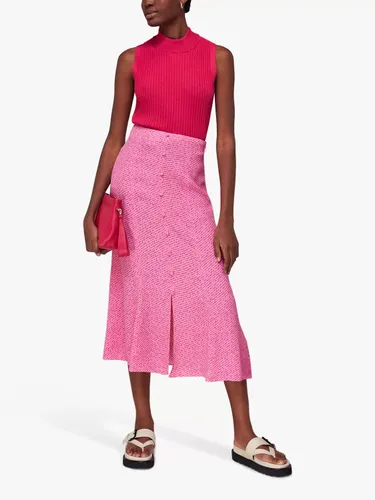 Whistles Diagonal Fleck Button Midi Skirt, Pink/Multi - Pink/Multi - Female