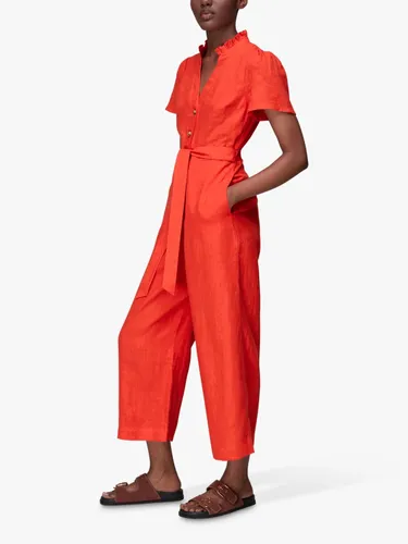 Whistles Emmie Cropped Linen Jumpsuit - Red - Female