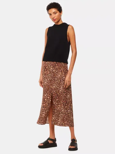 Whistles Marble Spot Print Midi Skirt, Brown/Multi - Brown/Multi - Female