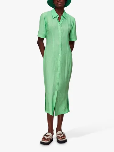 Whistles Millie Midi Plisse Shirt Dress, Lime - Lime - Female