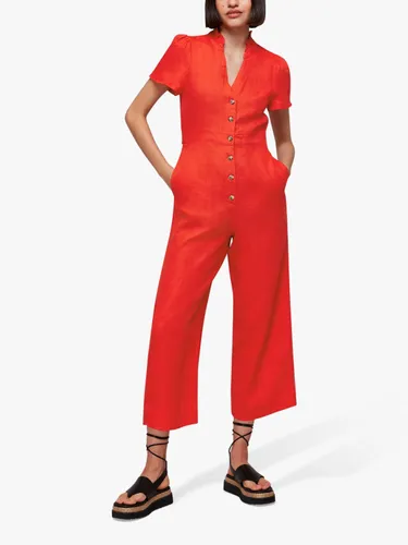 Whistles Petite Emmie Linen Jumpsuit, Red - Red - Female