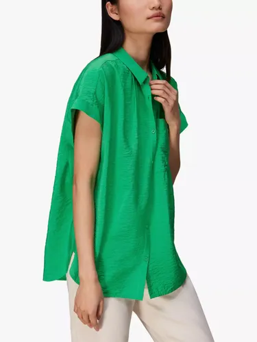 Whistles Petite Nicola Button Through Shirt, Green - Green - Female
