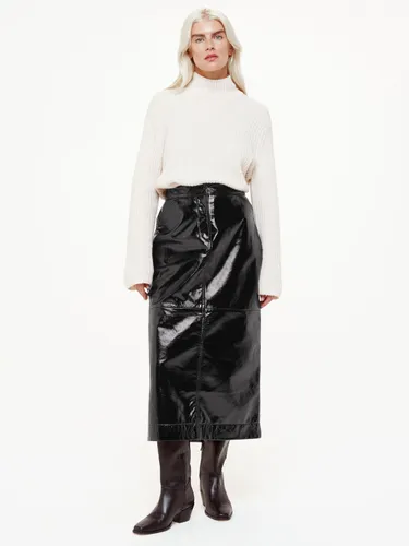 Whistles Petite Rachel Midi Leather Skirt, Black - Black - Female