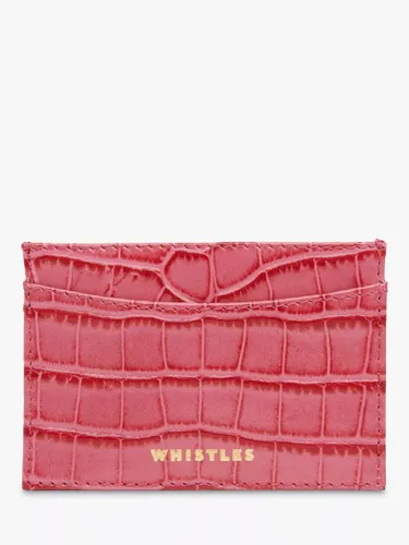 Whistles Shiny Croc Leather Card Holder - Pink - Female