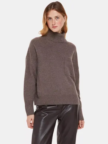 Whistles Wool Roll Neck Jumper - Chocolate - Female