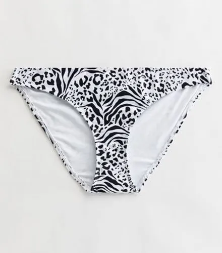 White Animal Print Hipster Bikini Bottoms New Look