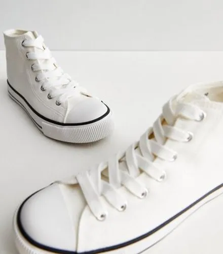 White Canvas High Top Trainers New Look Vegan