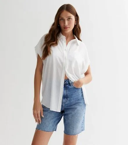 White Check Short Sleeve Shirt New Look