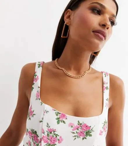 White Floral Crop Corset Top New Look