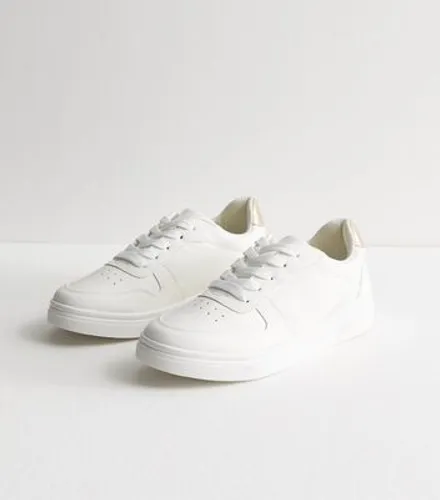 White Lace Up Chunky Trainers New Look