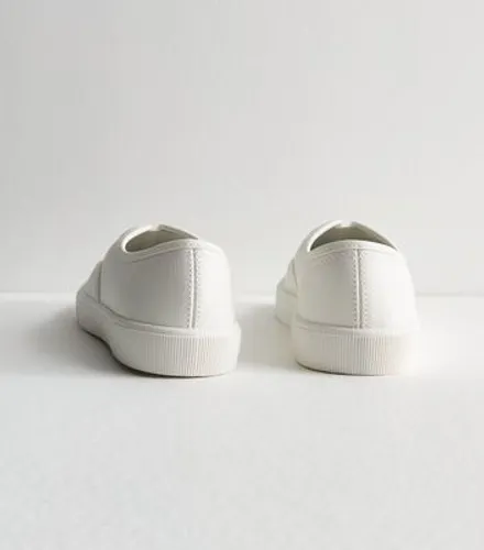 White Leather-Look Laceless Trainers New Look