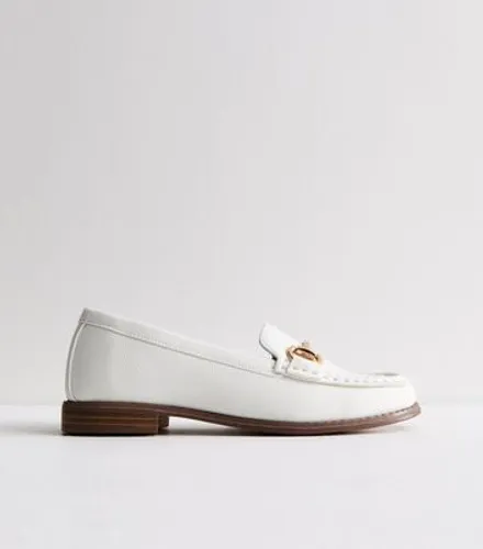 White Leather-Look Snaffle Trim Loafers New Look