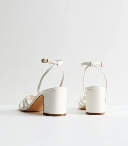 White Leather-Look Strappy Block Heel Sandals New Look