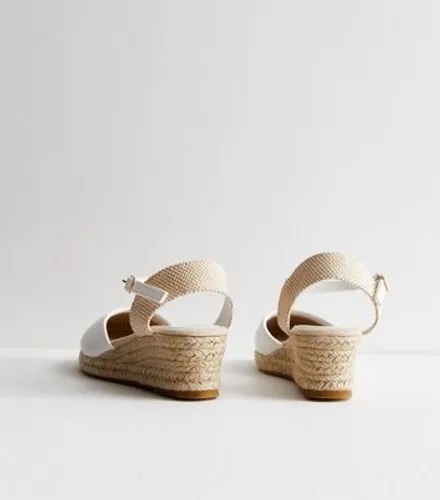 White Low Wedge Espadrille Sandals New Look