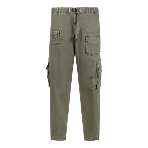 White Sand , Cargo Trousers with Multiple Pockets ,Gray male, Sizes: