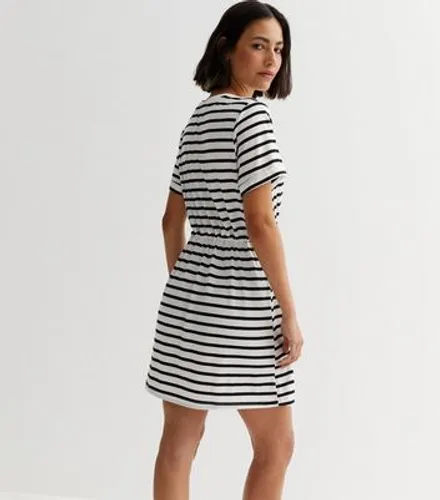 White Stripe Jersey Mini Dress New Look