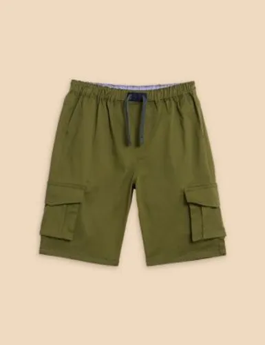 White Stuff Boys Cotton Rich Cargo Shorts (3-10 Yrs) - 5-6 Y - Green, Green,Brown