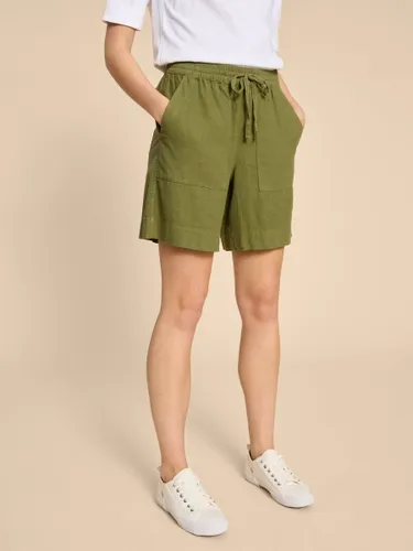 White Stuff Elle Linen Blend Shorts - Dark Green - Female