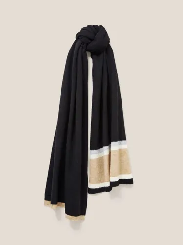 White Stuff Fine Knit Colour Block Wool Blend Scarf, Black/Multi - Black/Multi - Female