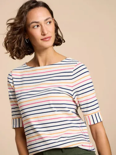 White Stuff Sydney Boat Neck Stripe T-Shirt, Ivory/Multi - Ivory/Multi - Female