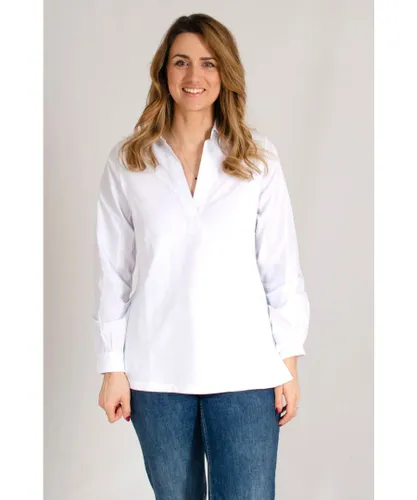 White Stuff Womens Open Collar Tunic Shirt Cotton