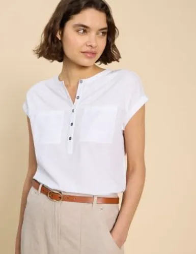 White Stuff Womens Pure Cotton Crew Neck Button Through Shirt - 12, White